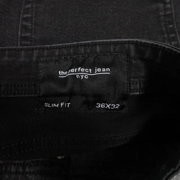 The Perfect Jean‎ NYC Mens 36x32 Black Slim Fit Straight Denim Jeans Stretch - Picture 3 of 12